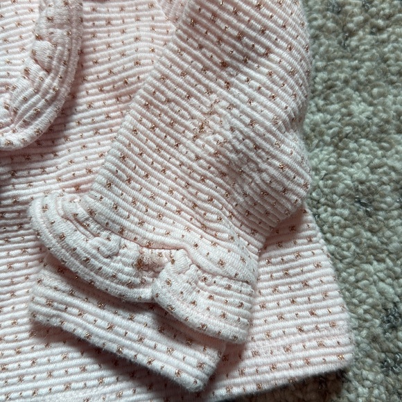 Janie & Jack cropped ruffle pink and metallic thread 12-18 month shirt - Picture 2 of 3